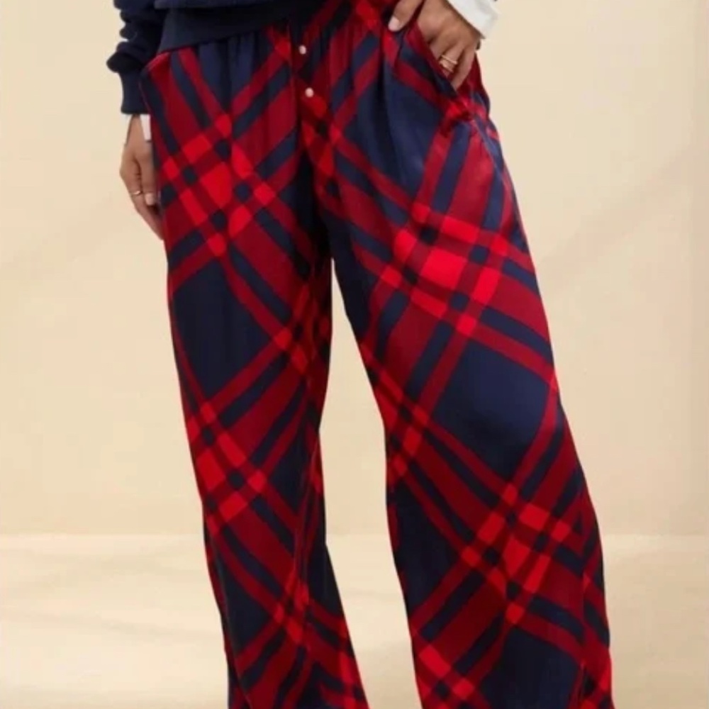 Aerie Off-Duty Satin Pajama Wide Leg Trouser Size M